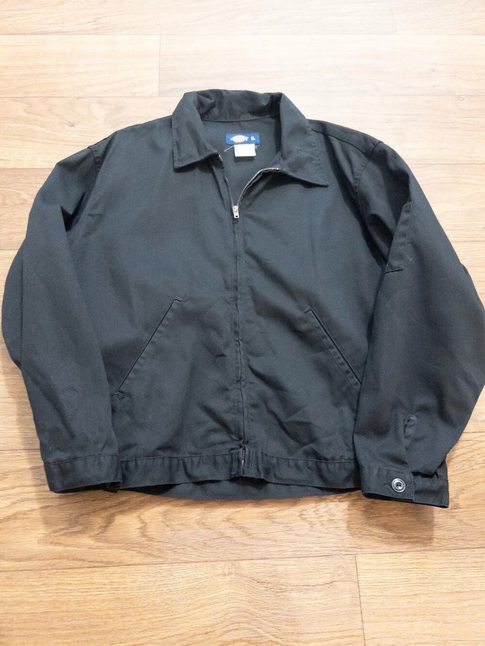 Dickies Eisenhower Work Jacket Black Zip Front Quilted Lined XL USA Workwear